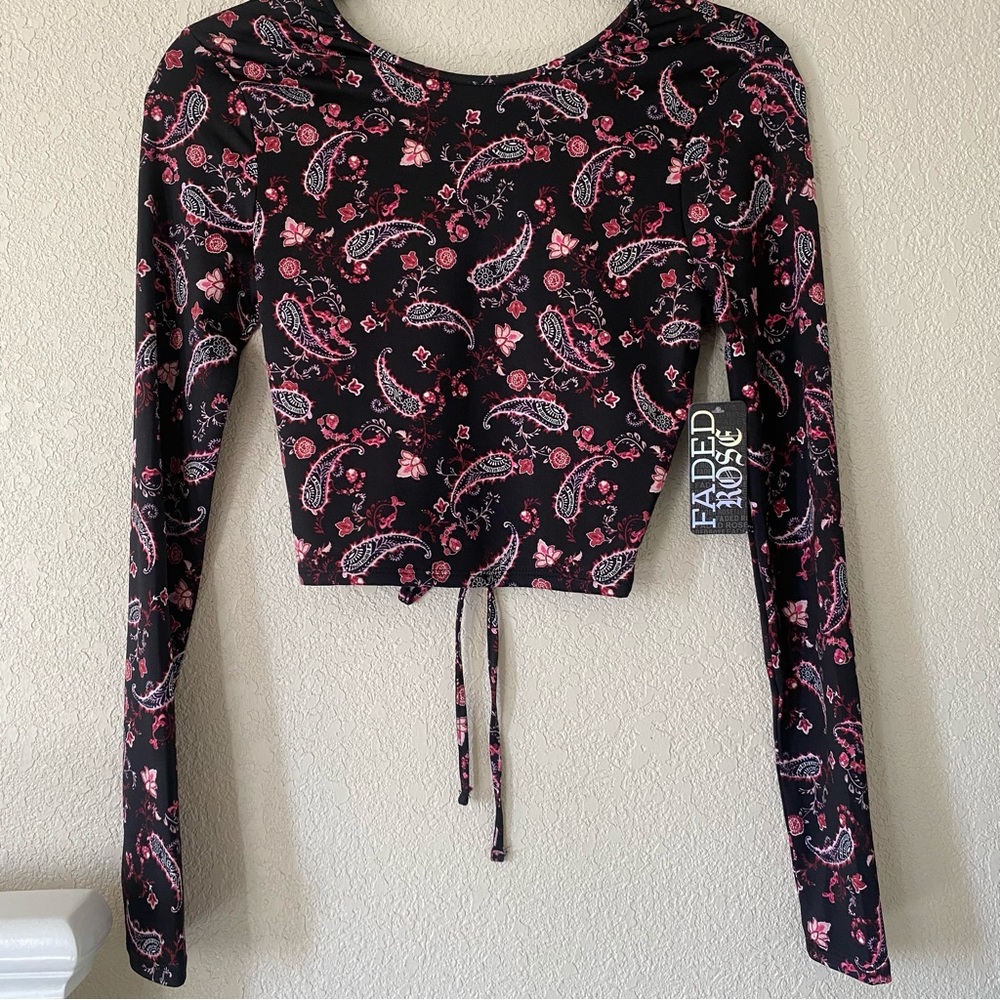 Paisley Crop Top With Open Back